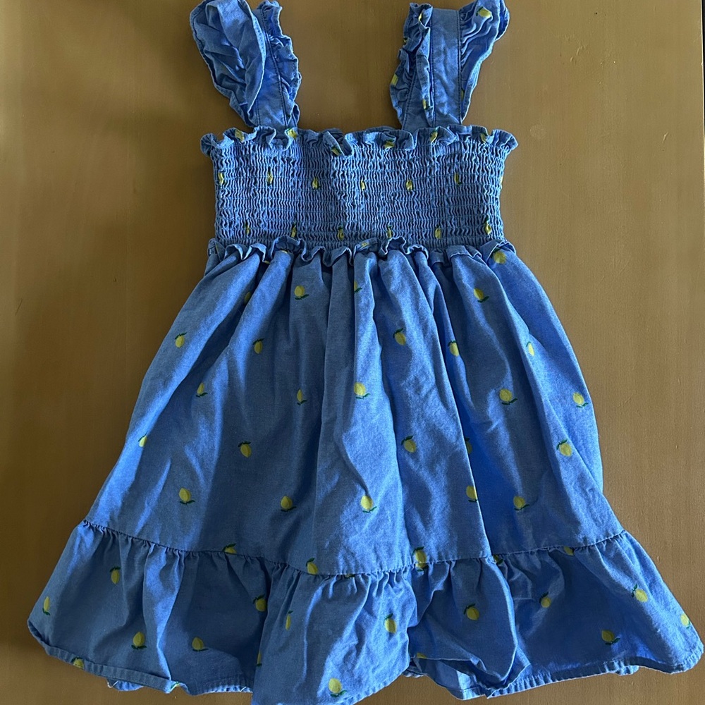 Janie and Jack Blue Dress with Yellow  Lemons, Toddler girls size 5